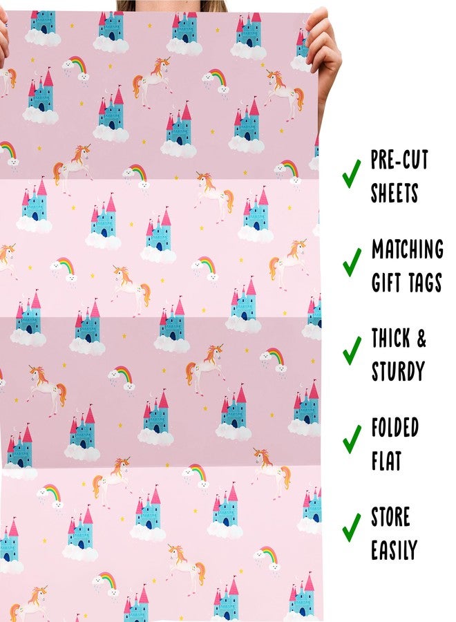 CENTRAL 23 Birthday Wrapping Paper - (x6) Pink Gift Wrap Sheets for Girls - Unicorn & Rainbow - New Baby - Magical Princess Giftwrap - Recyclable - Image 5